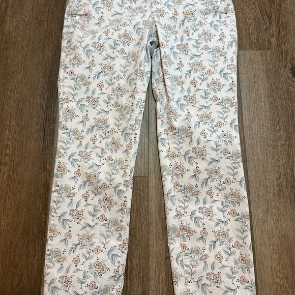 LOFT Cream Floral Straight Leg Jeans - Picture 1 of 9